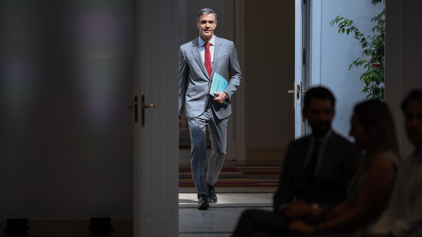 The president of the Spanish government, Pedro Sánchez, this Tuesday at Moncloa.