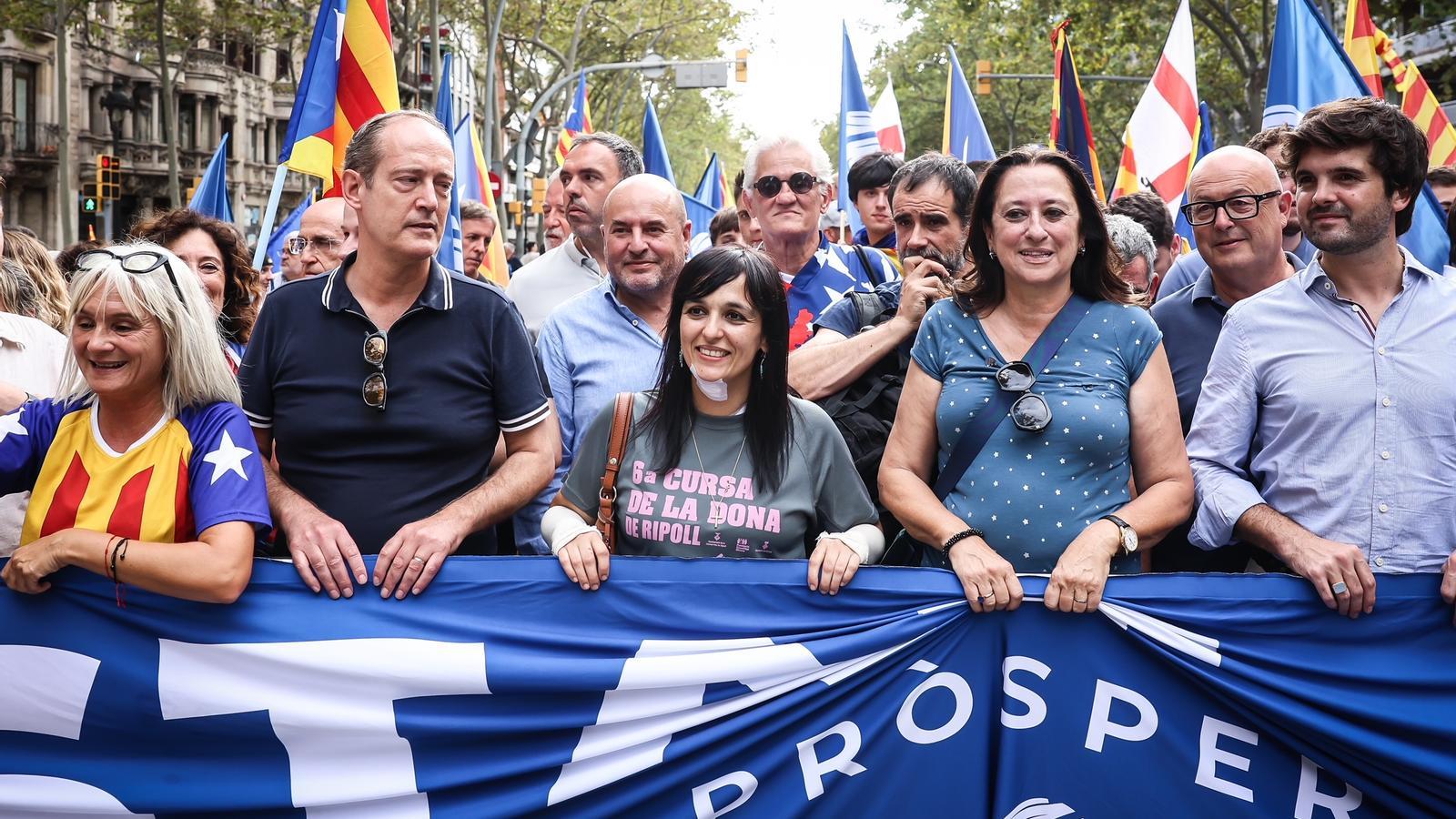 Sílvia Orriols at the head of the Aliança Catalana demonstration in Barcelona