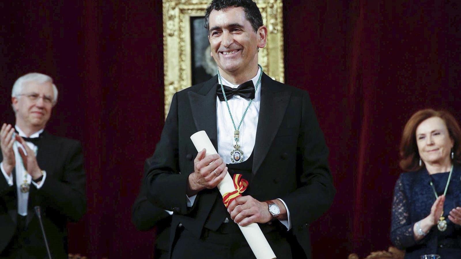 El dramaturgo Juan Mayorga en la presa de posición de su plaza como Académico de la Lengua Española
