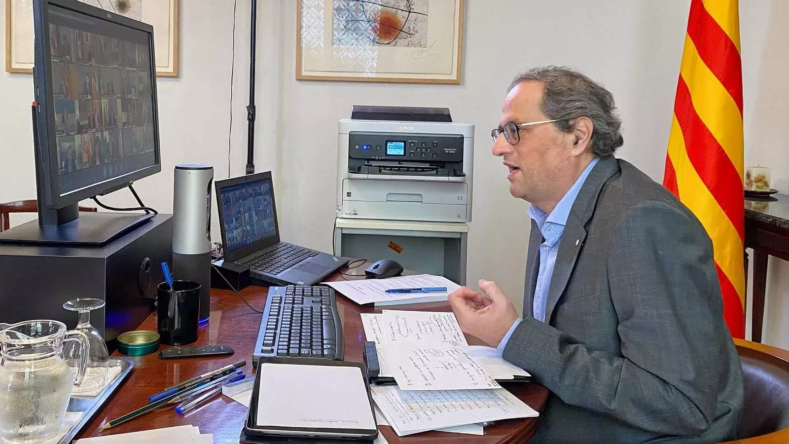 El president de la Generalitat, Quim Torra, aquest diumenge durant la conferència de presidents autonòmics