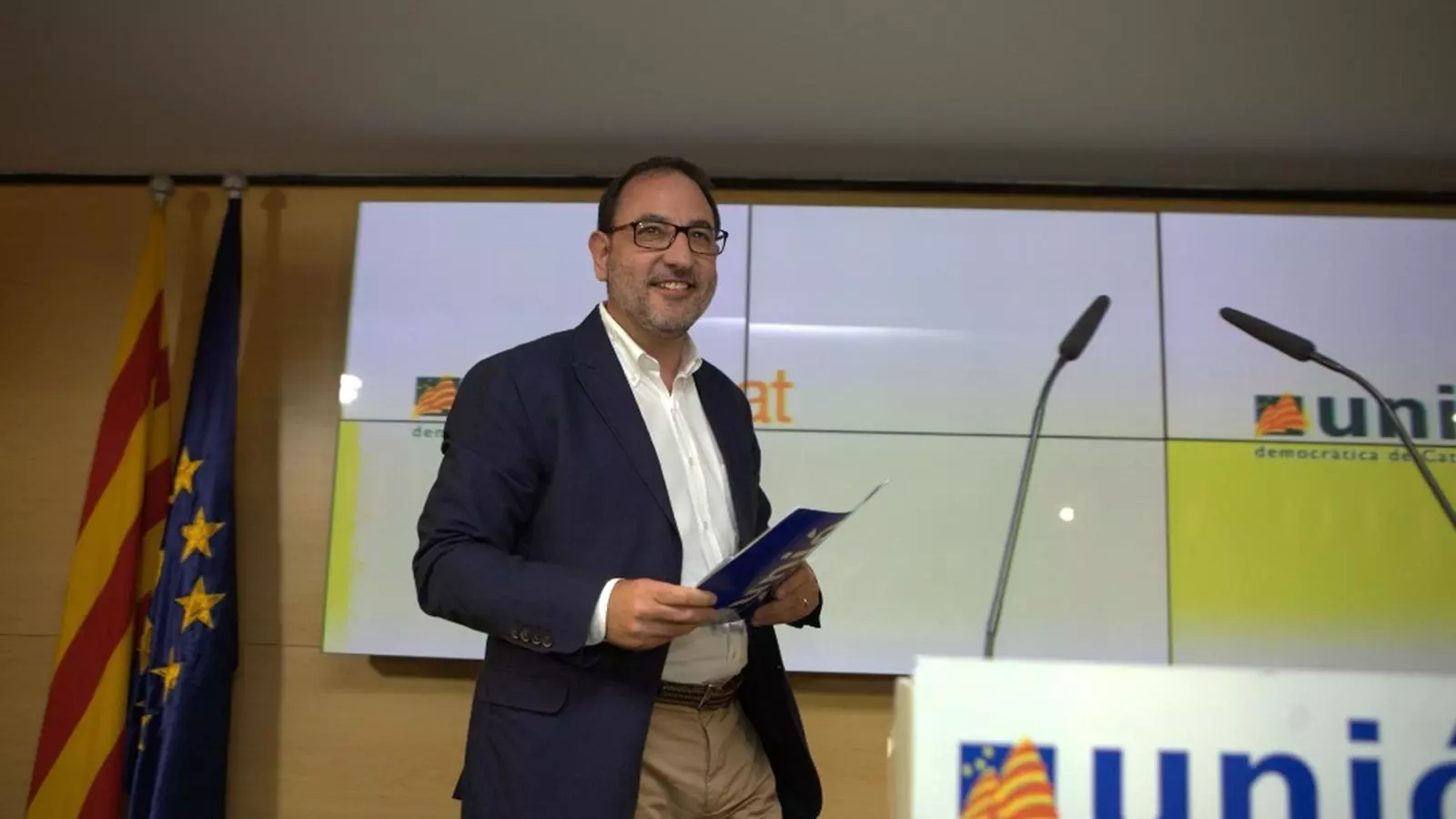 El secretari general del partit, Ramon Espadaler, ha comparegut aquest diumenge per valorar els resultats de la consulta interna / CÈLIA ATSET