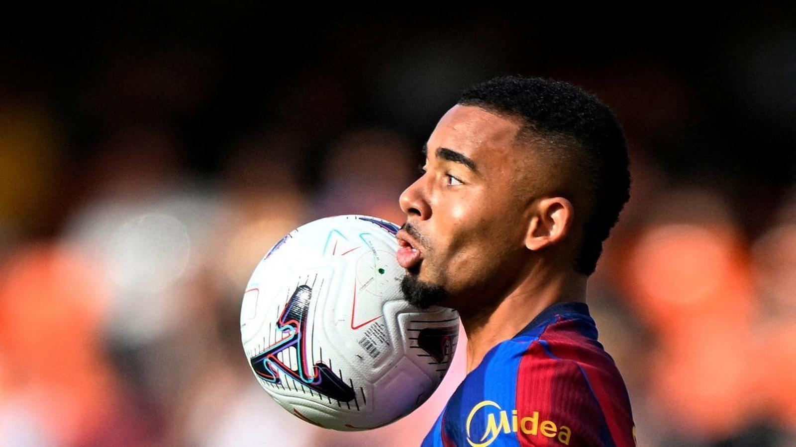 Gabriel Jesus during his first match as a Blaugrana, against Valencia