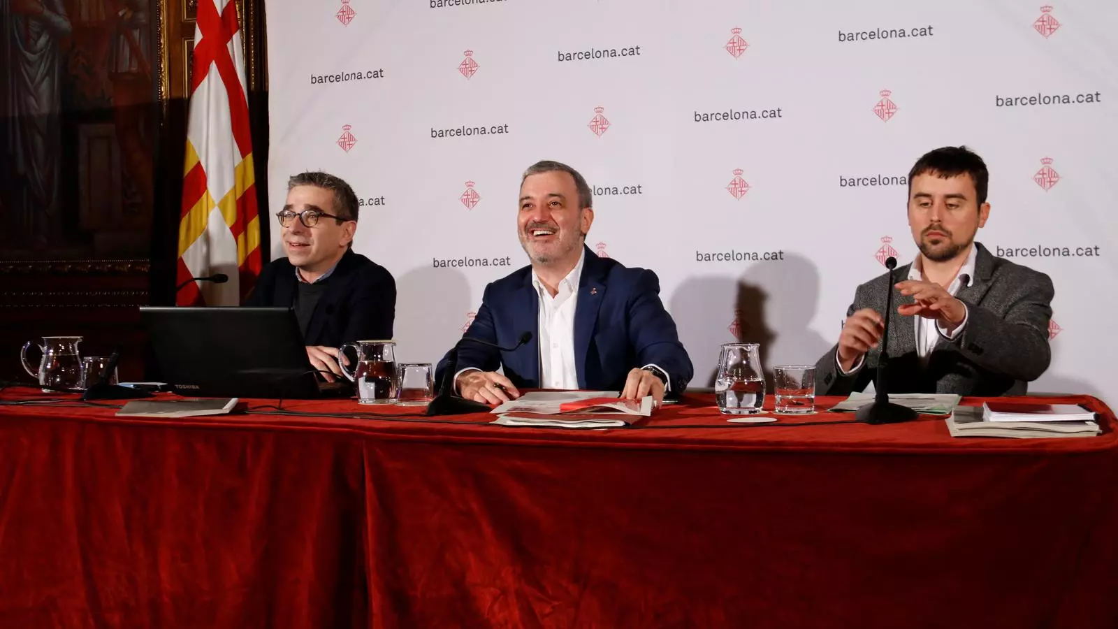 Els regidors Jordi Martí, Jaume Collboni i Marc Serra