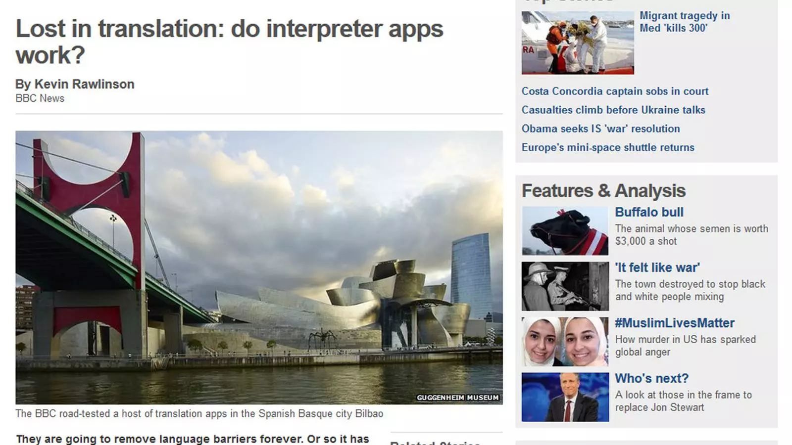 Captura del reportatge de la BBC sobre les aplicacions de traducció de veu