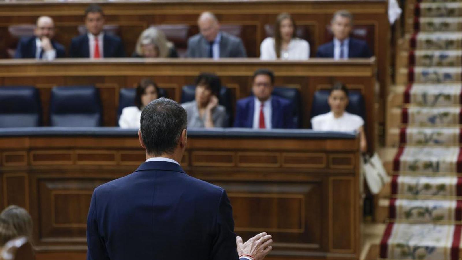 Pedro Sánchez en la sesión de control al parlamento
