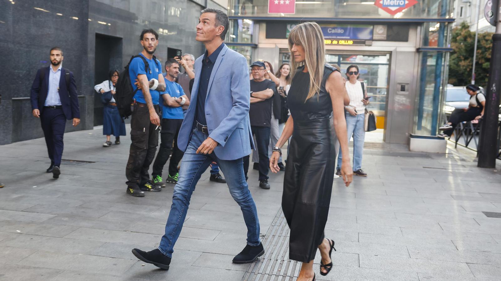 Spanish President Pedro Sánchez and his wife, Begoña Gómez, attending a cinema in Madrid.