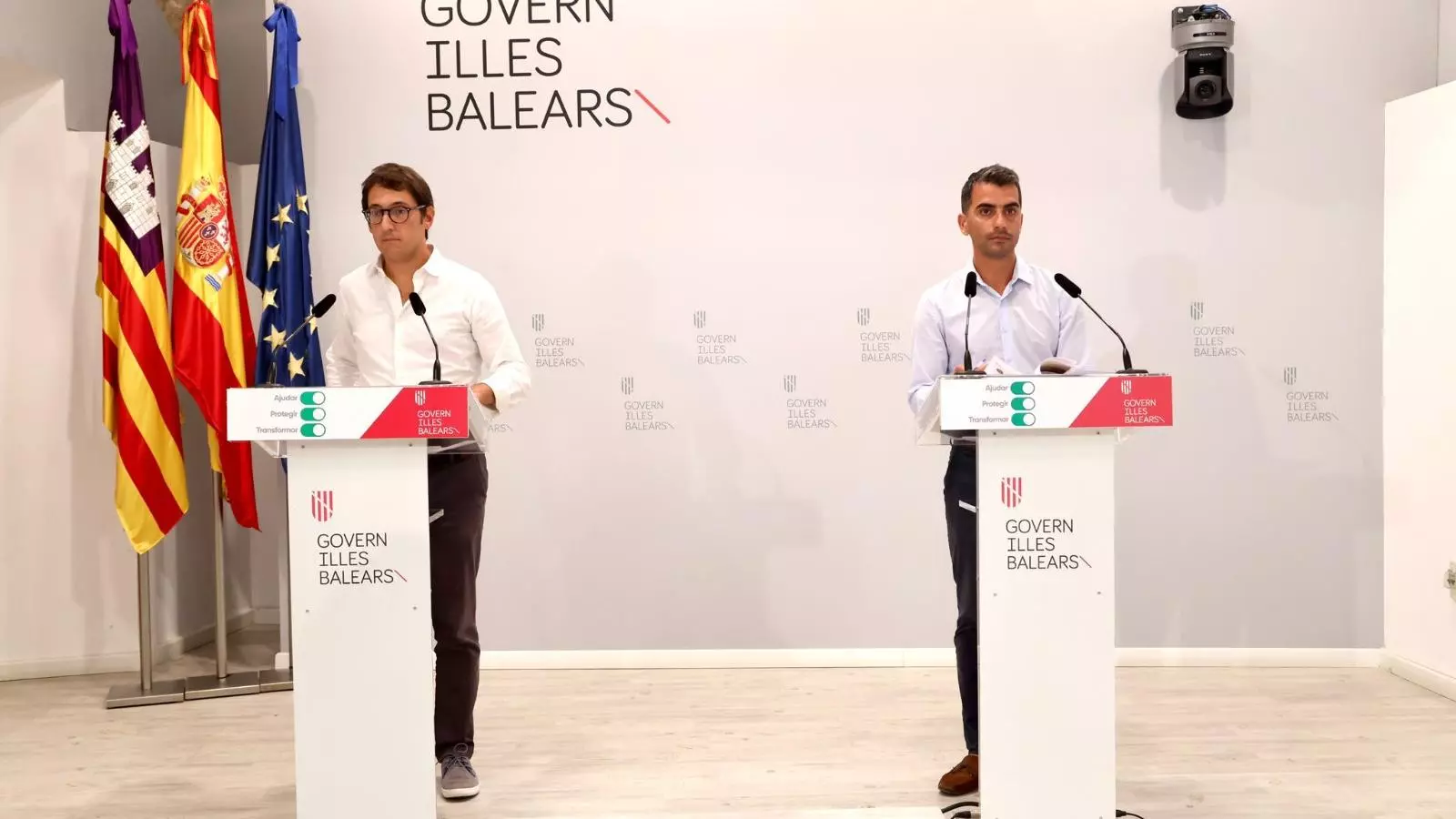 Negueruela i Company en la roda de premsa posterior al Consell de Govern