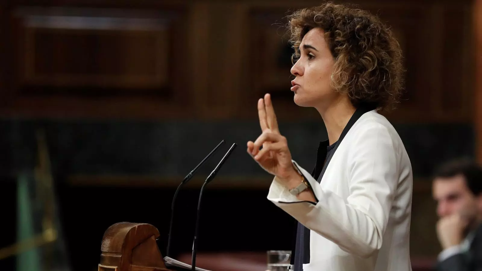 Dolors Montserrat al ple del Congrés durant l’últim debat sobre els pressupostos de l’Estat.