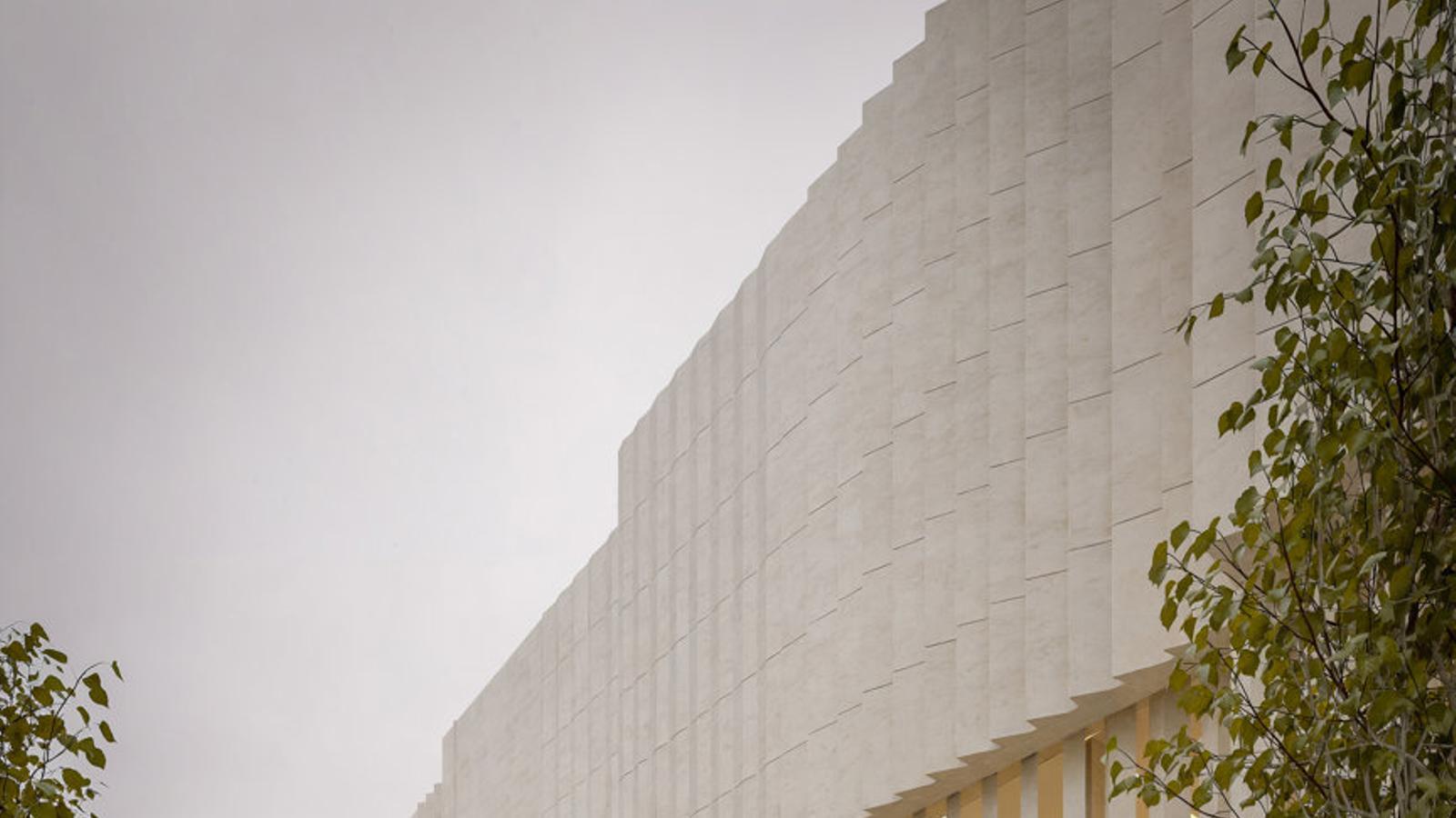 Render of the future new wing of the National Gallery of London, by Kengo Kuma