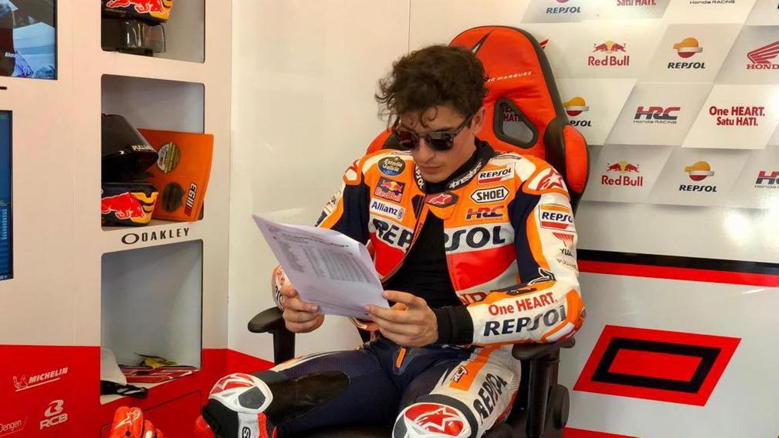 Marc Márquez en el box d'Honda aquest cap de setmana