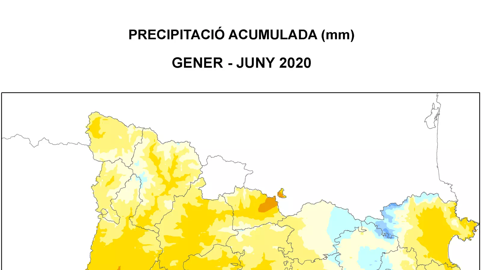 Precipitació acumulada entre els mesos de gener i juny d'aquest any