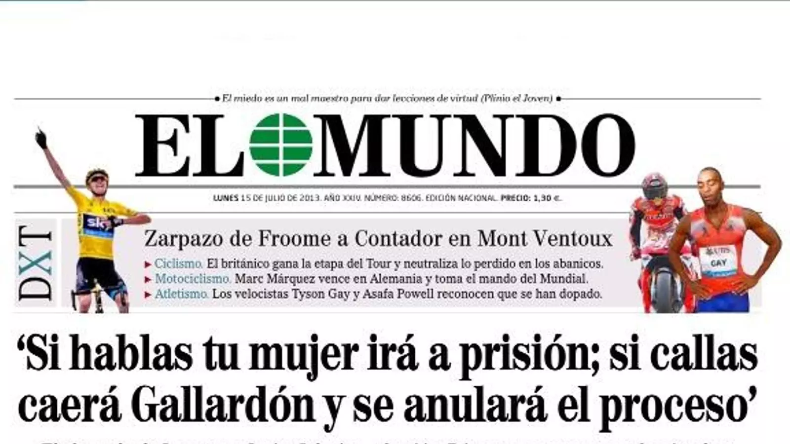 Portada del diari 'El Mundo'