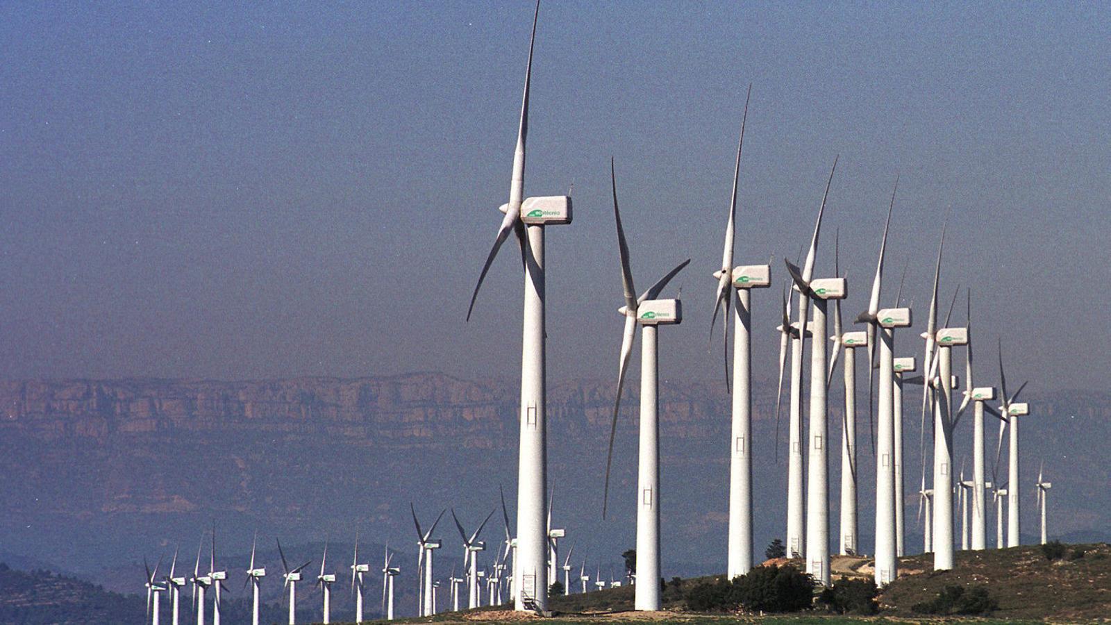 A wind power plant in Pradell de la Teixeta, in Priorat.