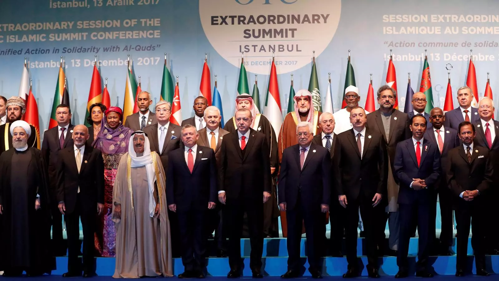 Els capdavanters dels països presents en la cimera convocada per Turquia després del anunci dels EUA sobre Jerusalem