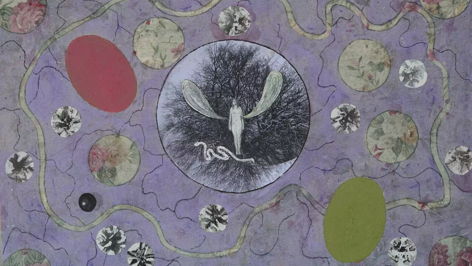 Ángel malo (2018), oli i collage de Teresa Gancedo