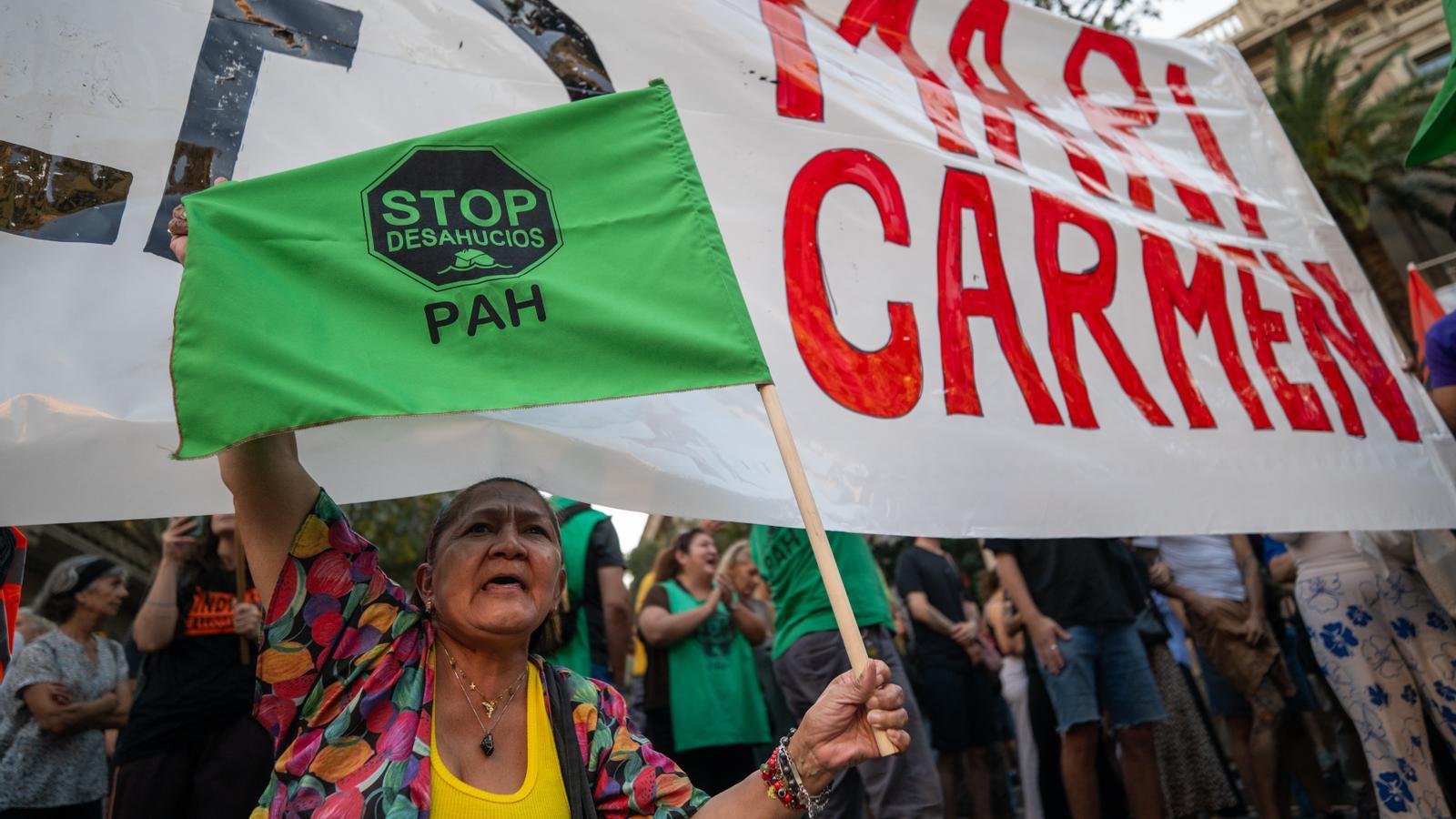 A moment of the protest in Barcelona.