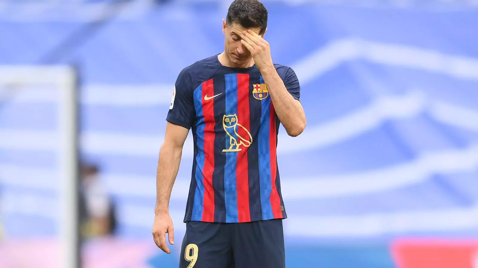 Robert Lewandowski, trist durant el clàssic al Bernabéu de fa uns dies.