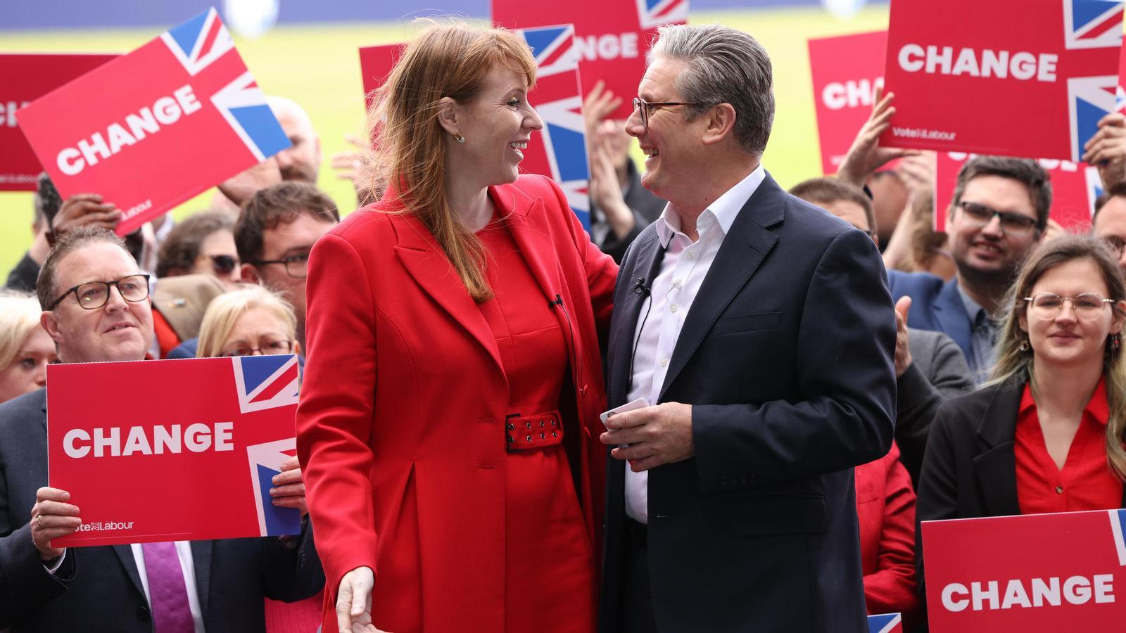 Labour's No. 2, Angela Reyner, and party leader Keir Starmer at a campaign event in Gillingham on Thursday.