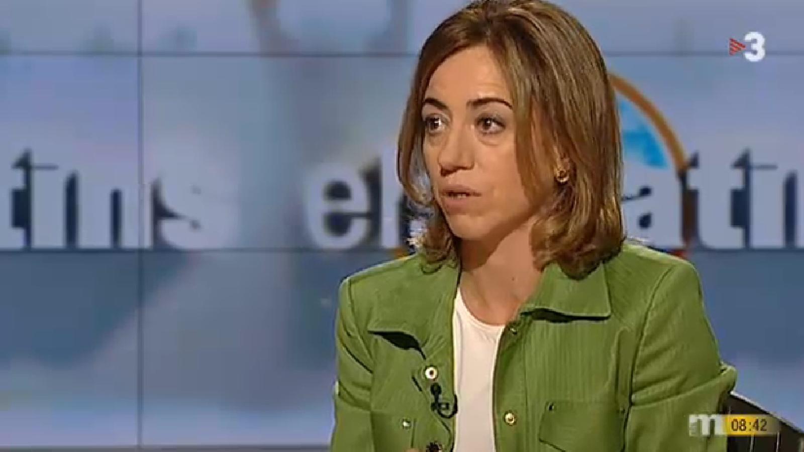 Carme Chacón, durant l'entrevista als 'Matins de TV3'