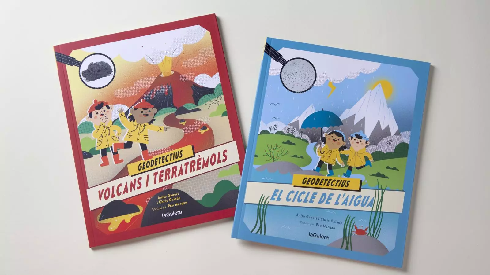 Portades dels llibre “Geodetectius. Volcans i terratrèmols” i "Geodetectius. El cicle de l'aigua"