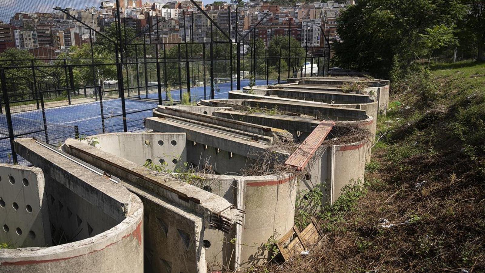 El estado actual de las instalaciones olímpicas de los arquitectos Enric Miralles y Carme Pinós, en Vall d'Hebron.