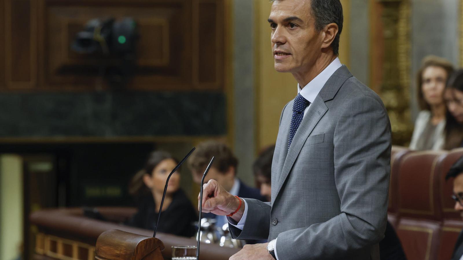 The president of the Spanish government, Pedro Sánchez, during his intervention in Congress.