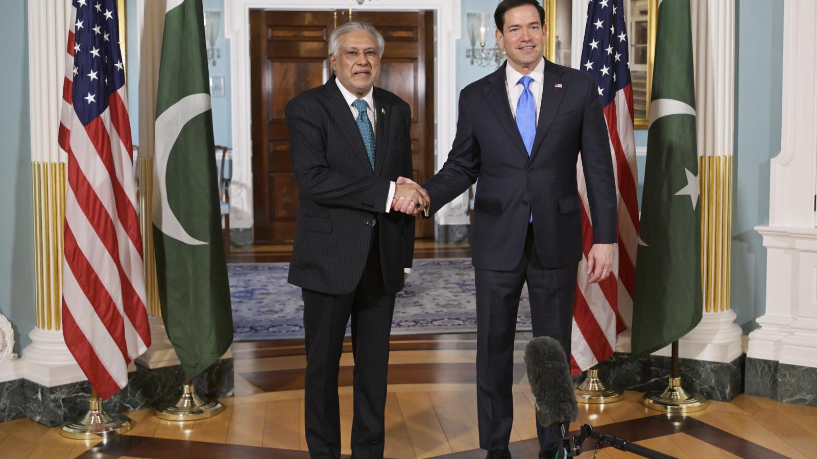 Ishaq Dar and Marcos Rubio in Washington