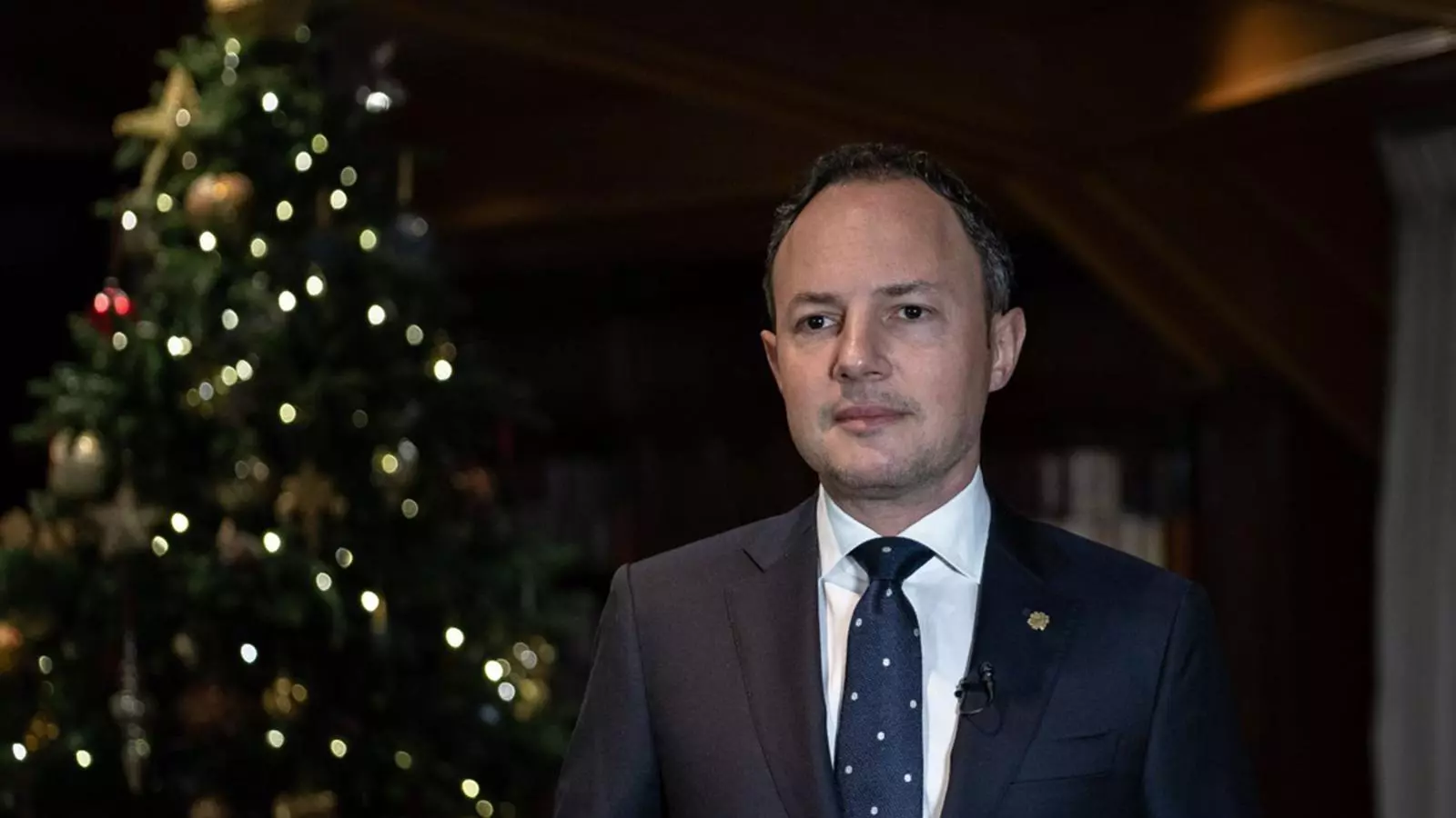 El cap de Govern, Xavier Espot, pronunciant el tradicional discurs de Cap d'Any aquest dimecres al vespre.
