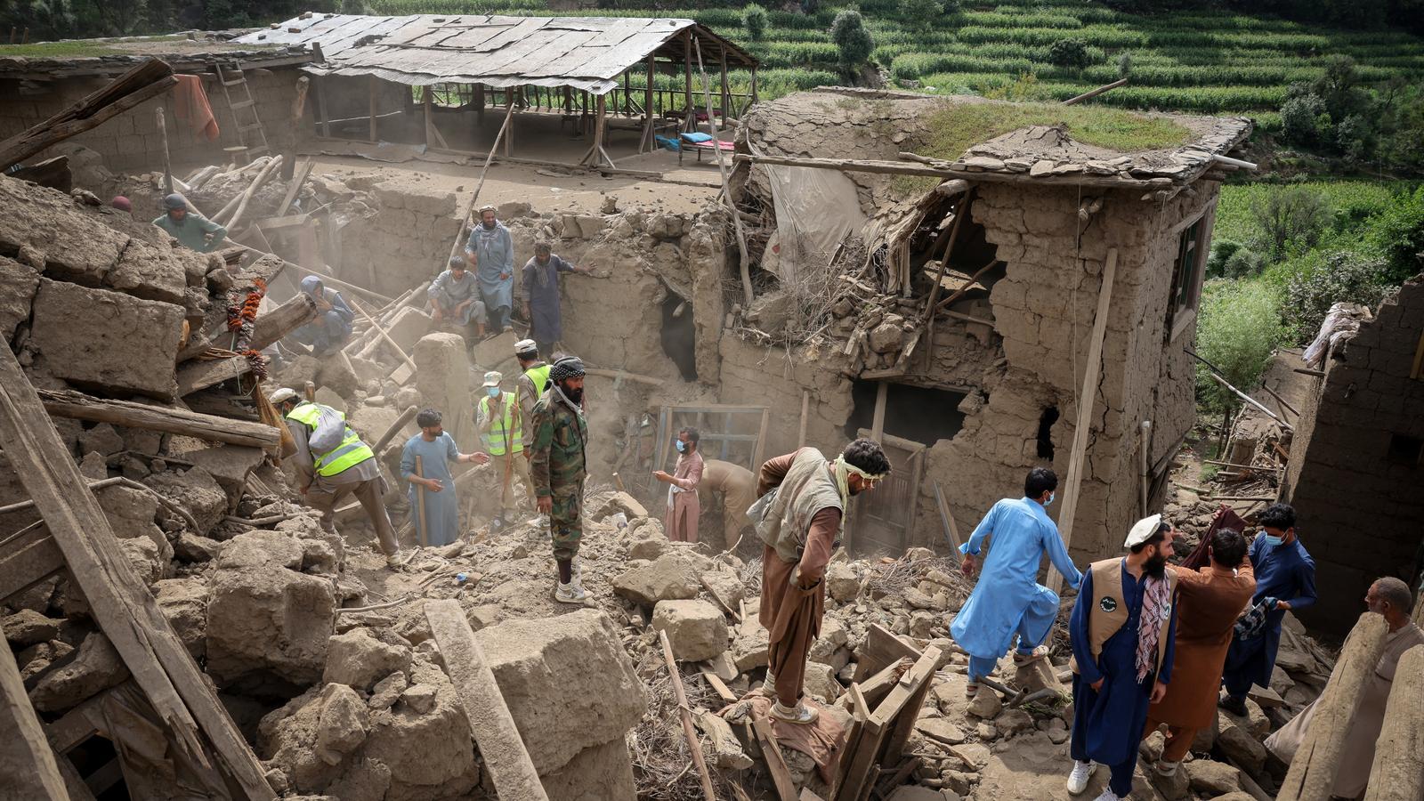 Buildings collapsed by the earthquake in Mazar Dara, eastern Afghanistan.