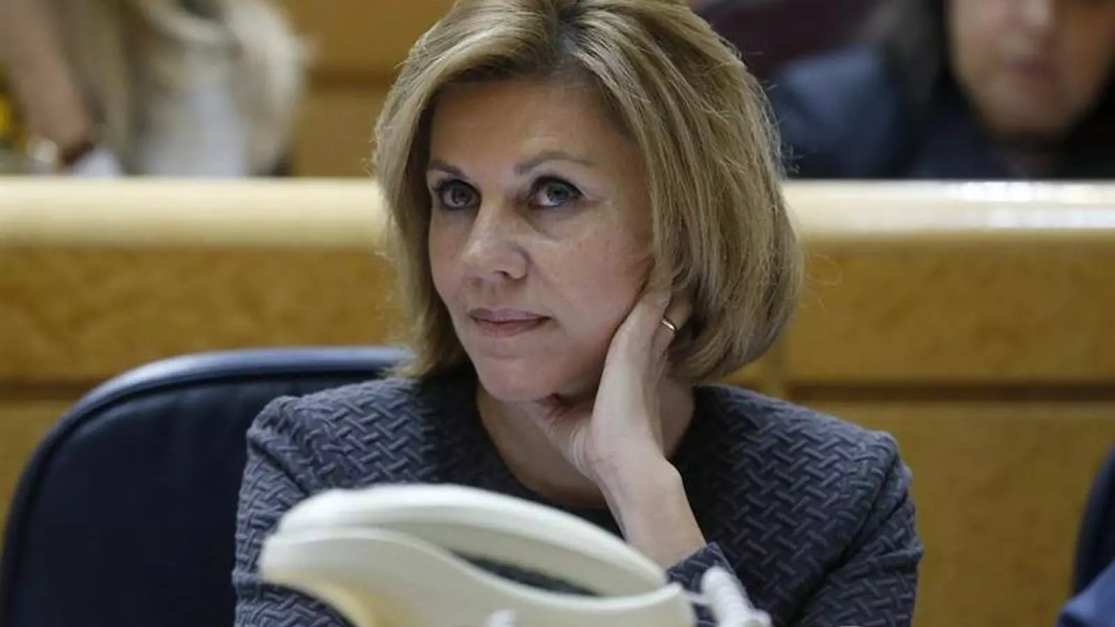 La ministra de Defensa, María Dolores de Cospedal, durant la sessió de control al Senat