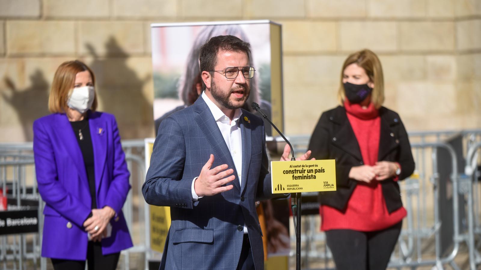 El candidat d'ERC, Pere Aragonès, en un miting.