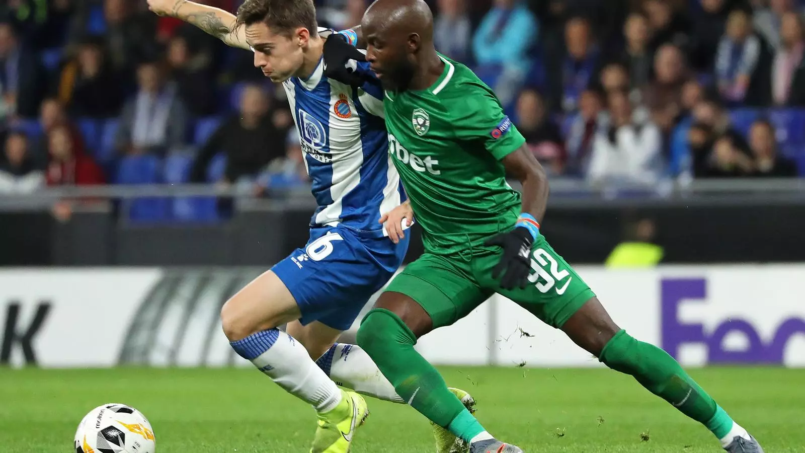 Pol Lozano, en un instant del partit contra el Ludogorets