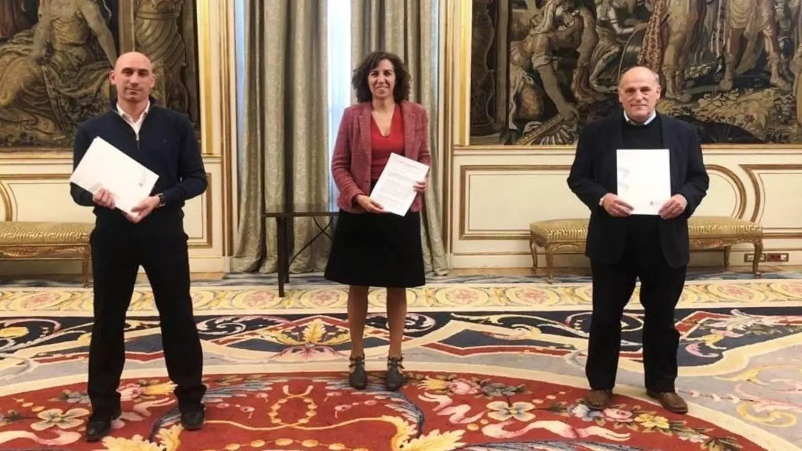 Luis Rubiales, Irene Lozano i Javier Tebas