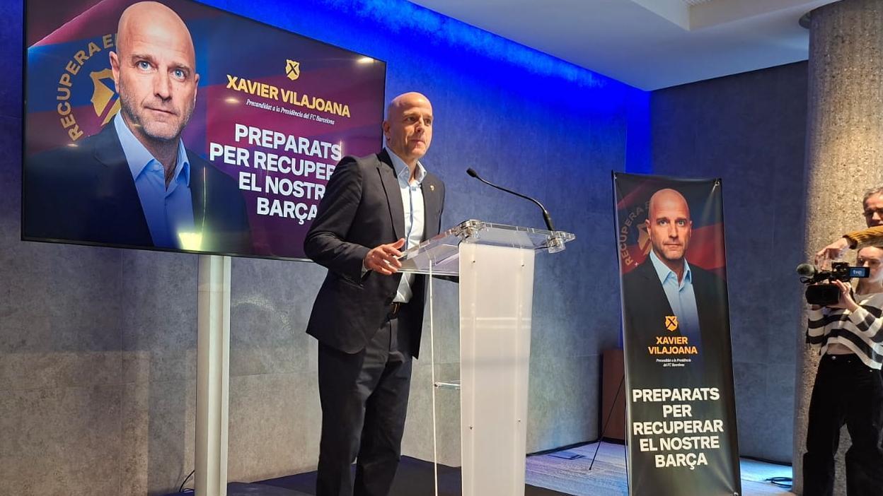 Xavier Vilajoana, presenting his pre-candidacy in the presence of Barça