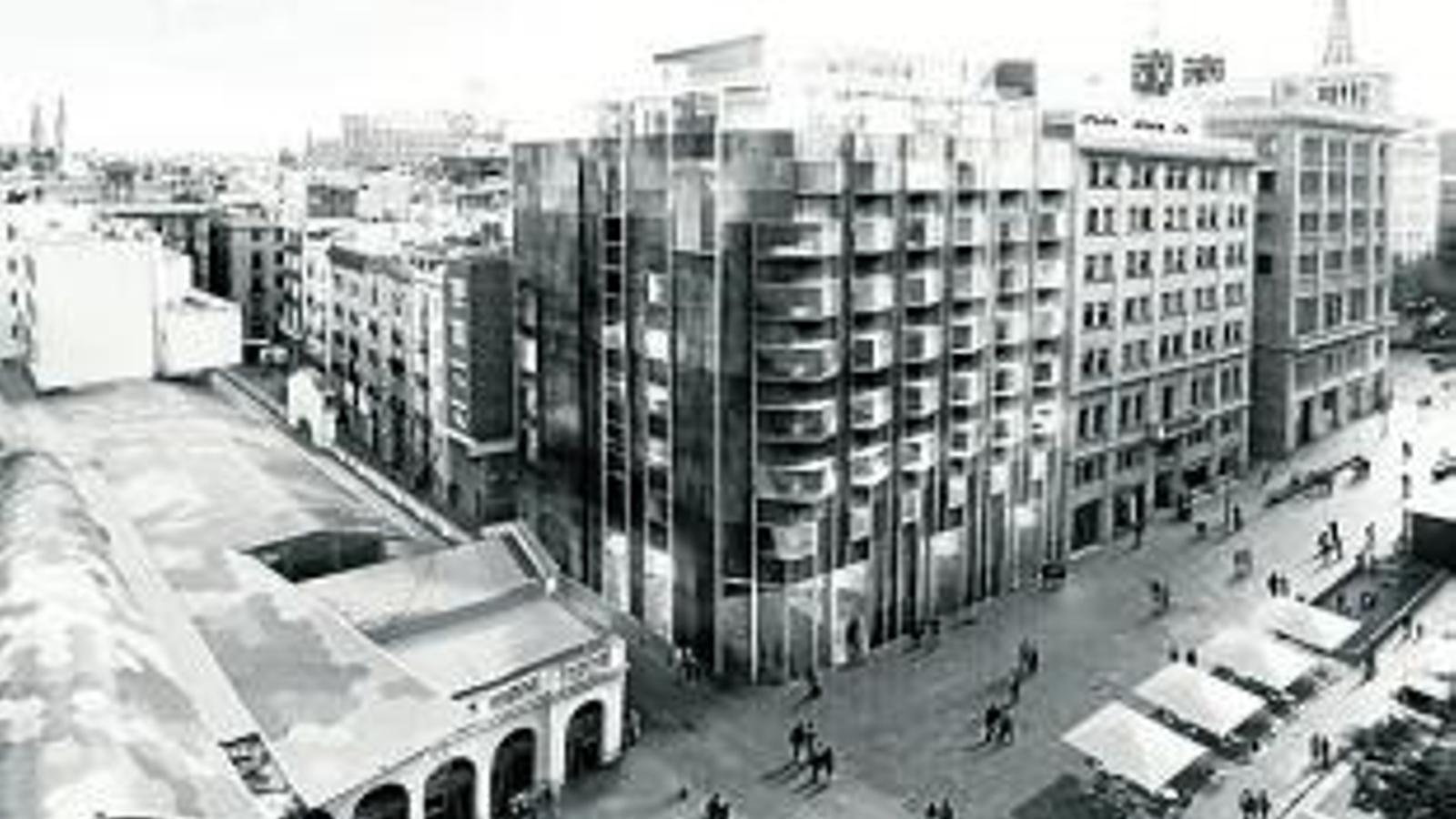 Recreació per ordinador de com quedarà l’edifici un cop s’hagi rehabilitat com a hotel d’alt nivell.