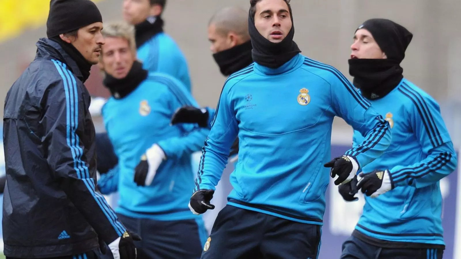 Els jugadors del Madrid, entrenant a l'estadi Luzhniki de Moscou