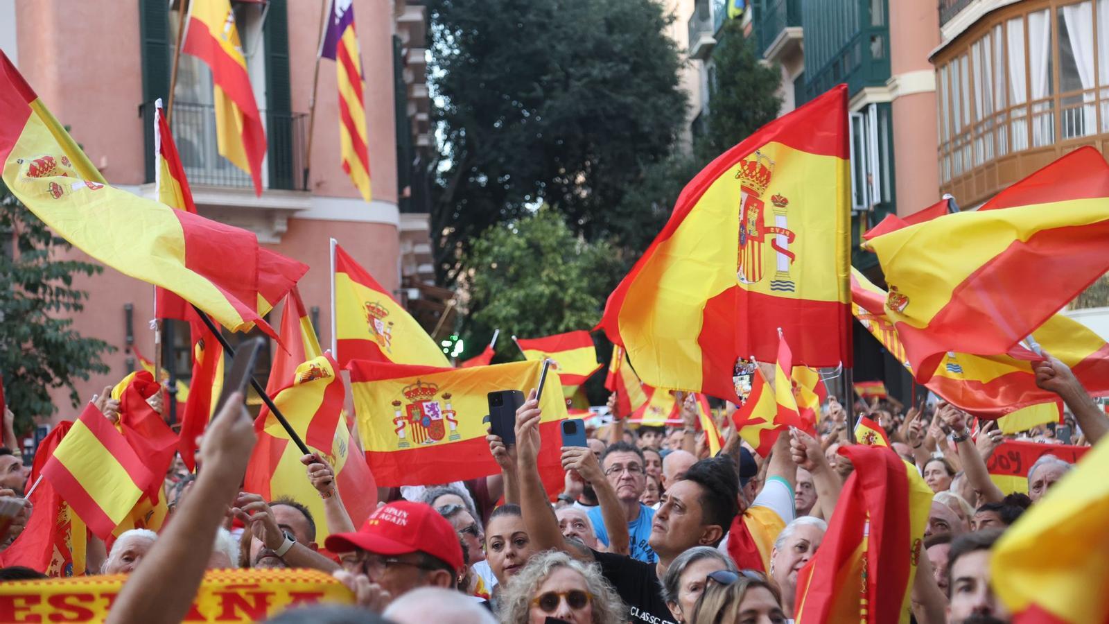 Los manifestantes enarbolaban banderas de España.