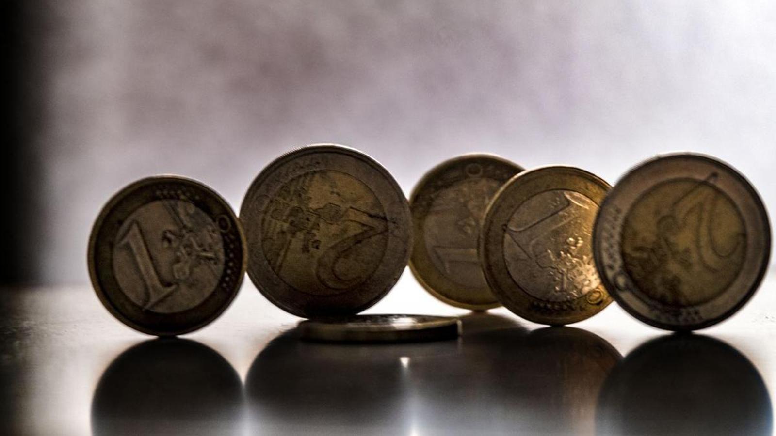 One and two euro coins.