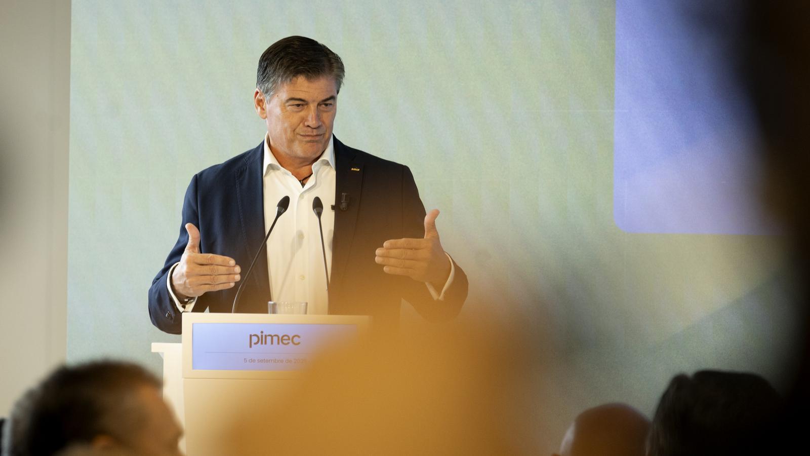 Antoni Cañete durante un acto en Pimec