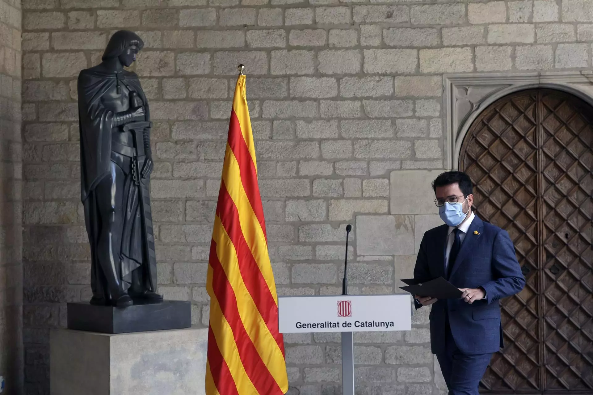 Pere Aragonès antes de compar+eixer este martes a mediodía