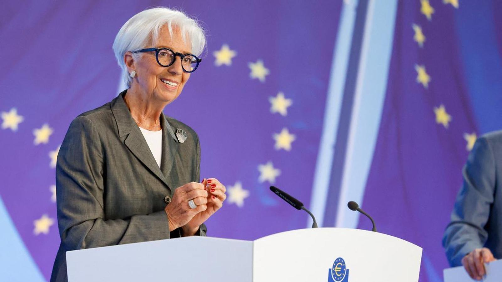 Christine Lagarde, presidenta del BCE, este jueves en la sede del organismo en Frankfurt.