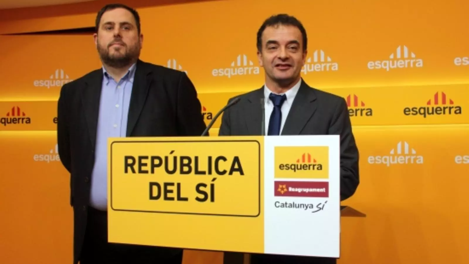 Oriol Junqueras, president d'ERC, i Alfred Bosch, cap de llista d'ERC-RCat-Catalunya Sí, l'endemà de les eleccions espanyoles