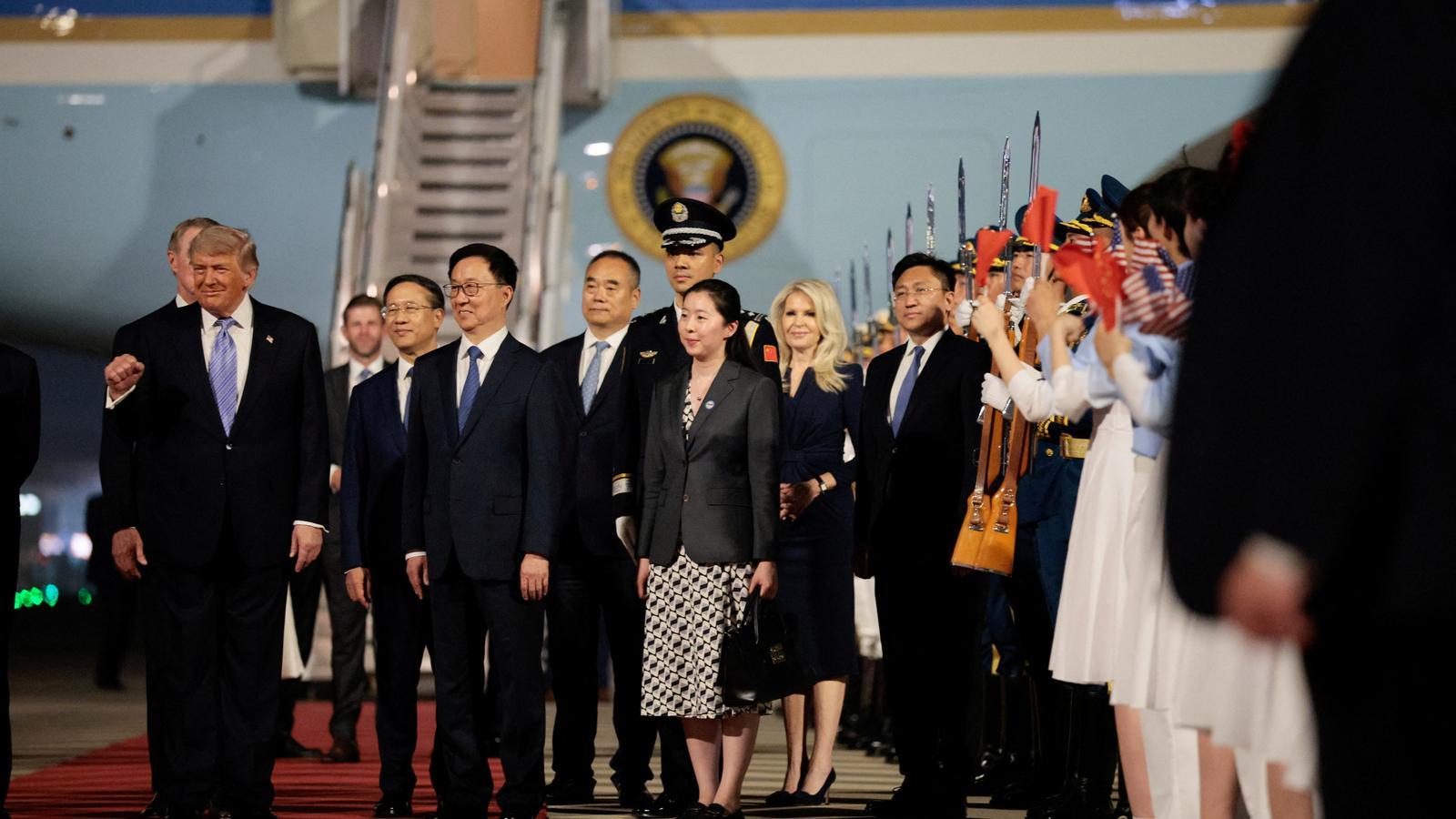 Donald Trump arrives at Beijing International Airport, in China, to begin his official visit to the country.
