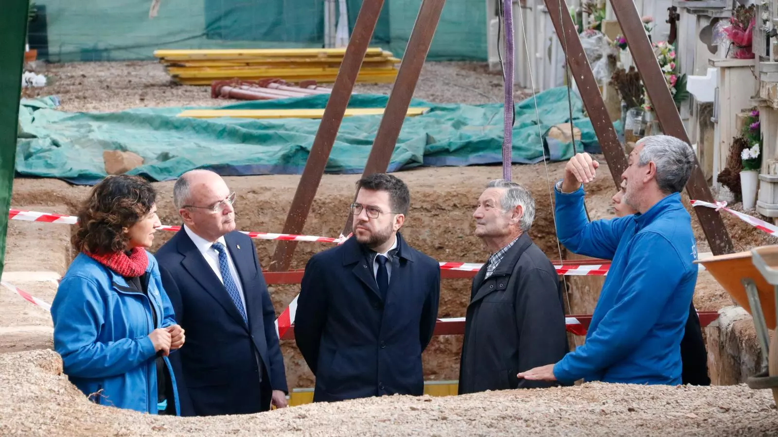 El president de la Generalitat, Pere Aragonès, aquest matí a la fossa comuna de Reus
