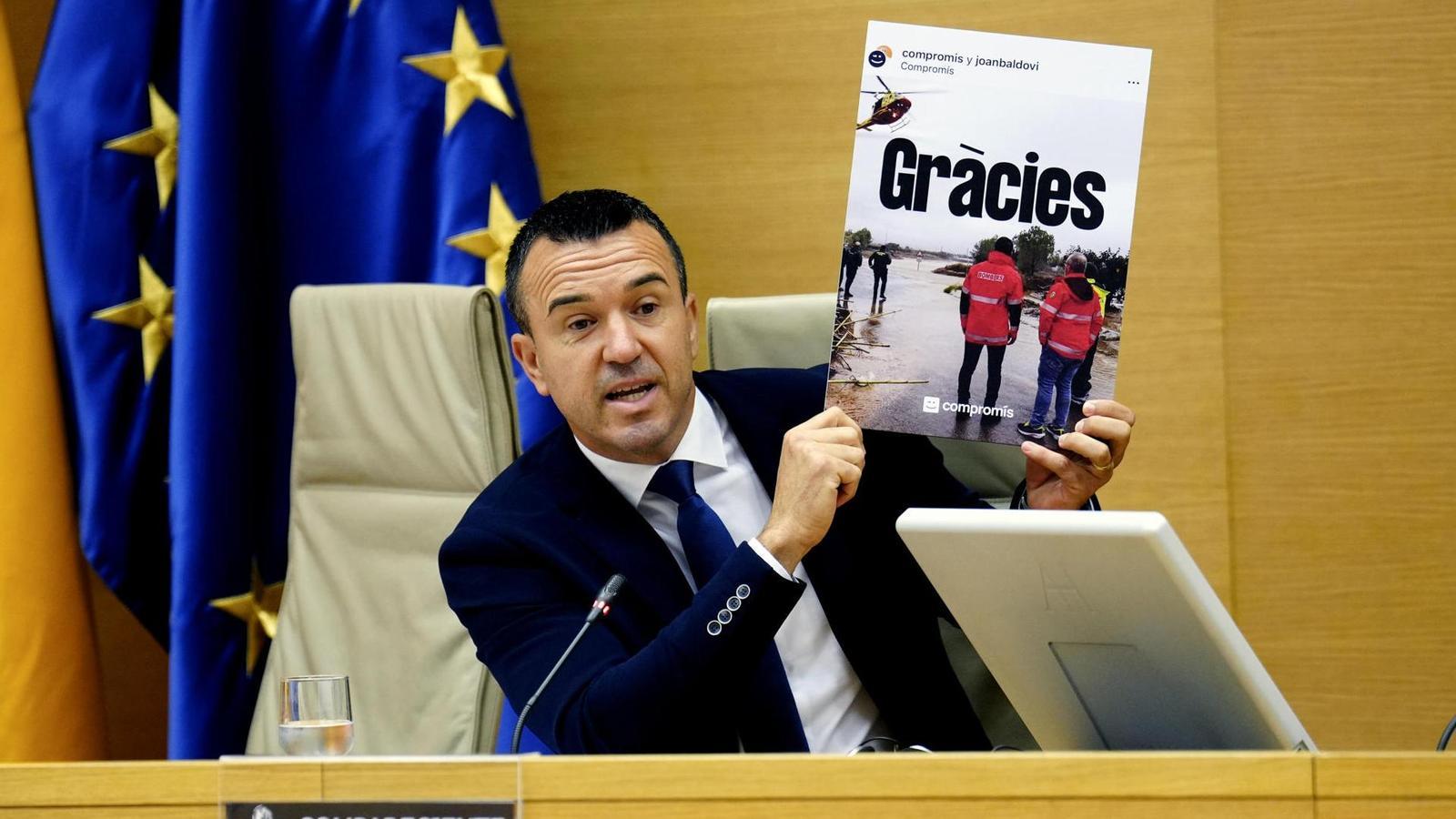 El presidente de la Diputación de Valencia, Vicent Mompó, durante su comparecencia en el Congreso de los Diputados.