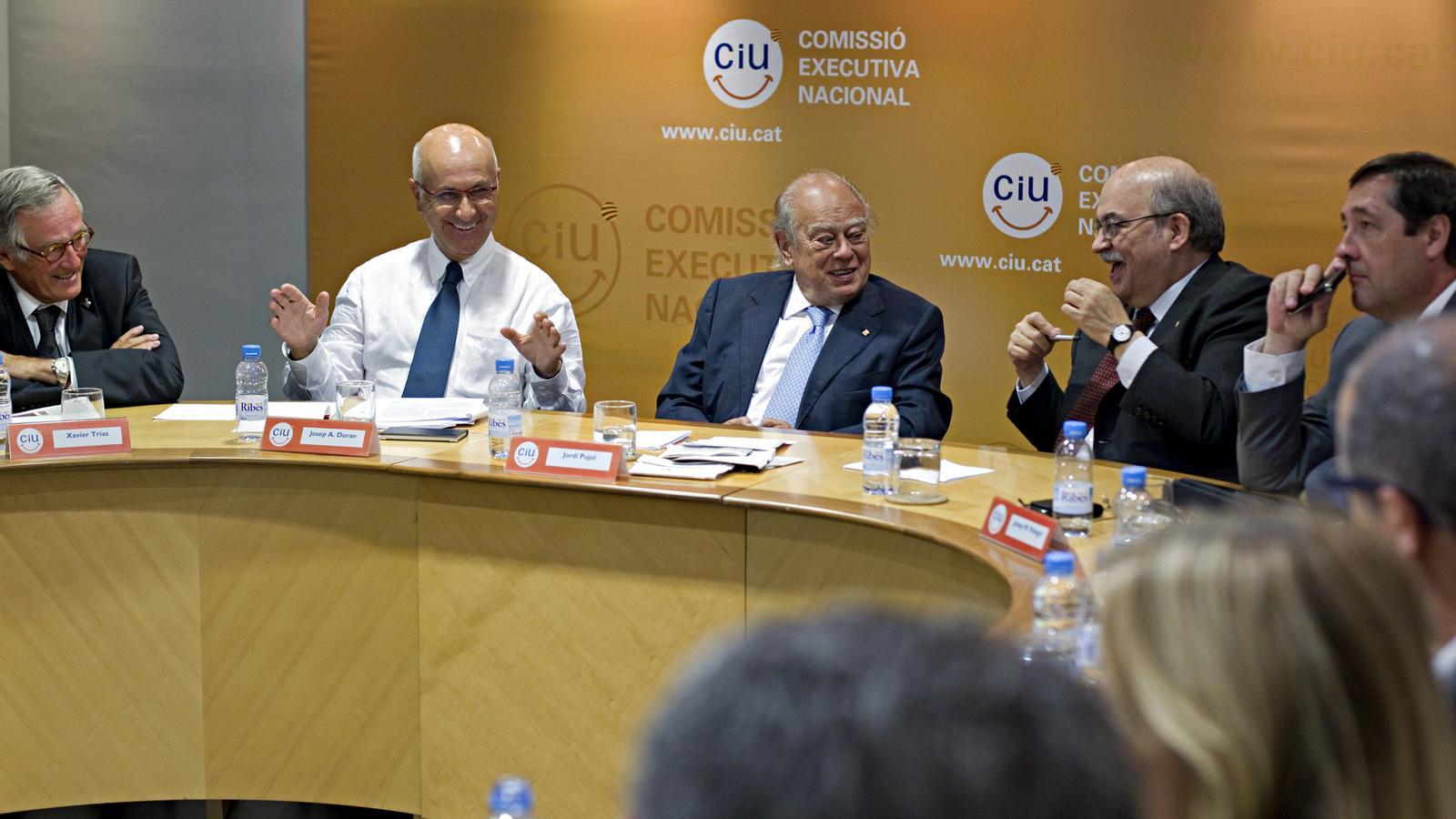 Al mal temps bona cara Duran, Pujol i Mas-Colell, a l'executiva que CiU va Celebrar ahir.