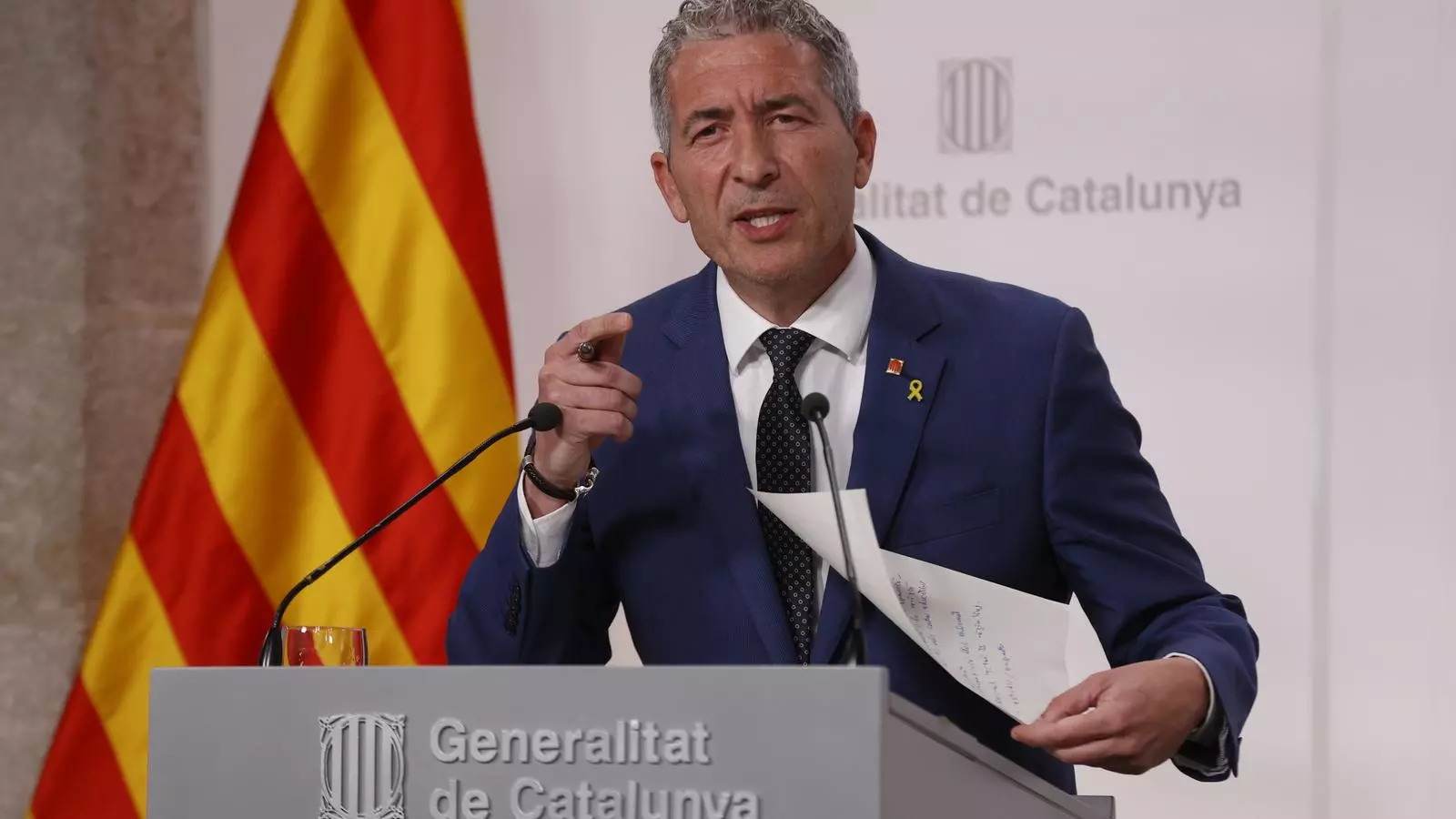El conseller d'Educació Josep Gonzàlez-Cambray, durant la roda de premsa.