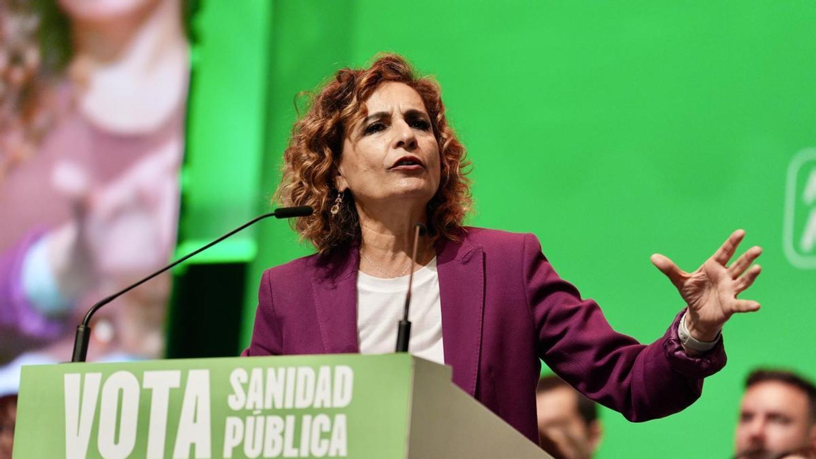 La candidata del PSOE a la Junta de Andalucía, María Jesús Montero, durante un acto en Campo de Gibraltar.