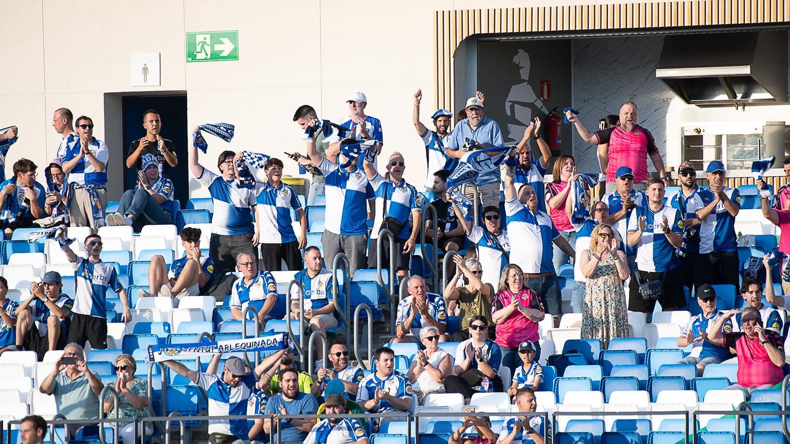 The CE Sabadell fans at the Alfredo di Stéfano stadium