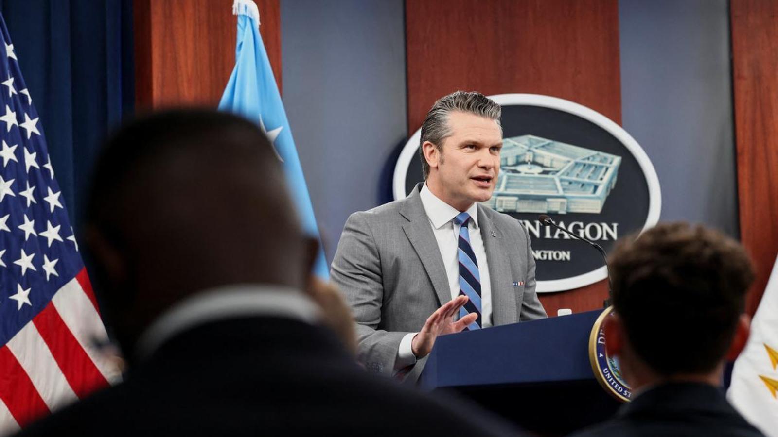 The United States Secretary of Defense, Pete Hegseth, during the press conference on Friday the 24th in which he criticized Europe.